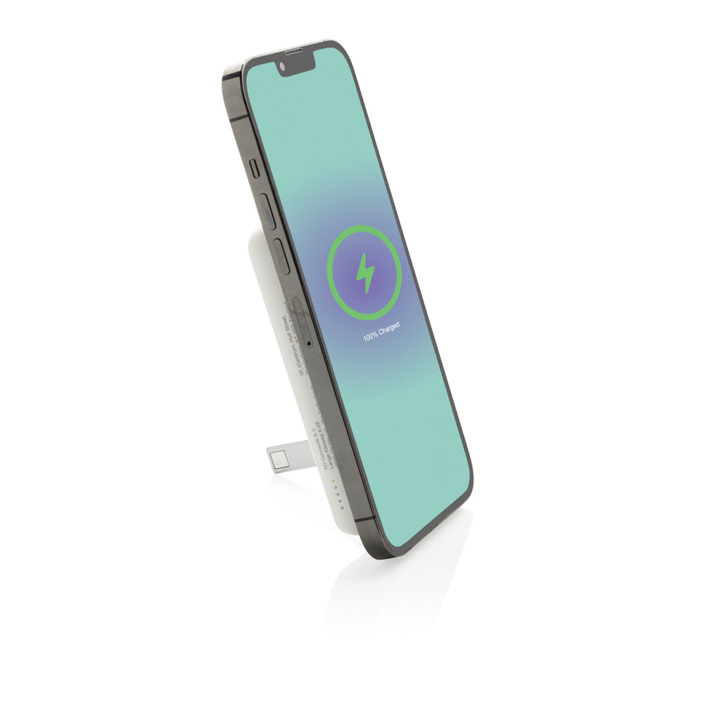 Zen 5000mAh 5W magnetische Bambus-Powerbank aus RCS rPlastik – weiß
