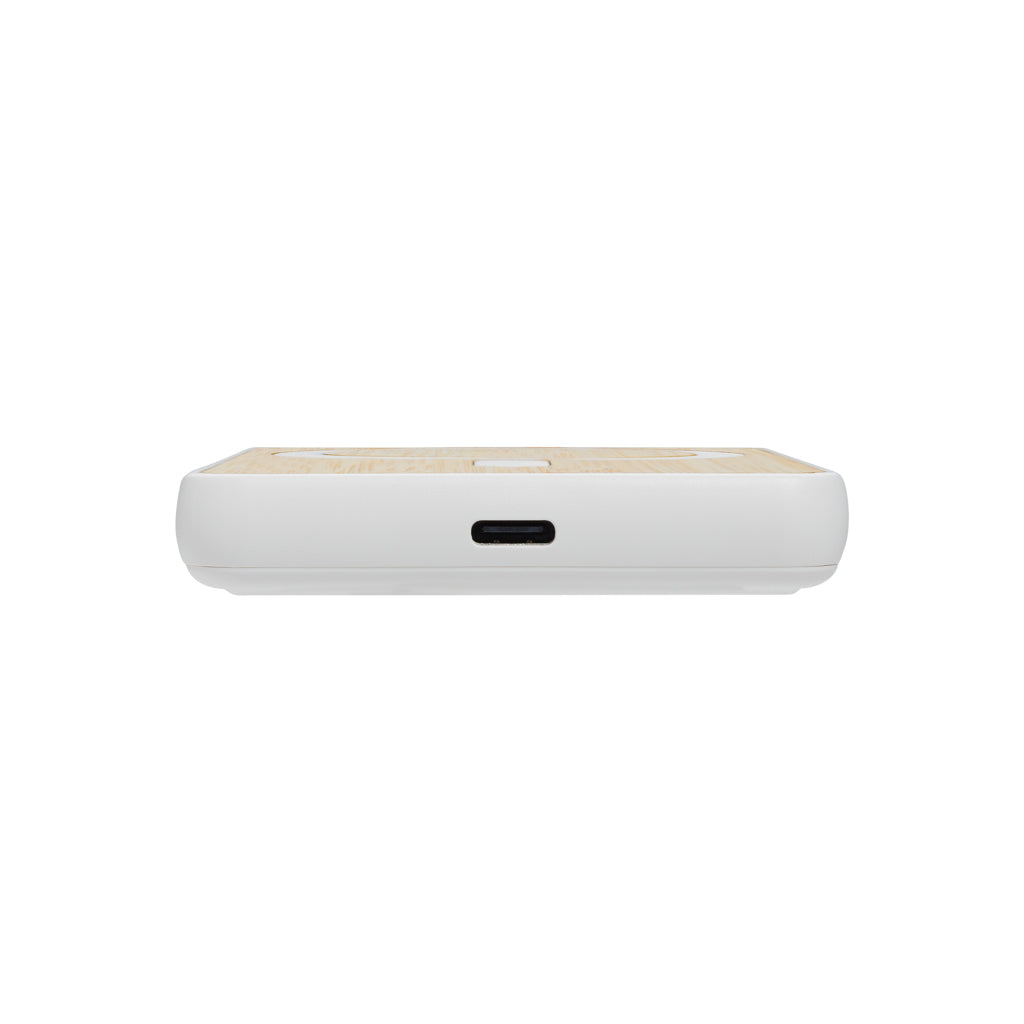 Zen 5000mAh 5W magnetische Bambus-Powerbank aus RCS rPlastik – weiß