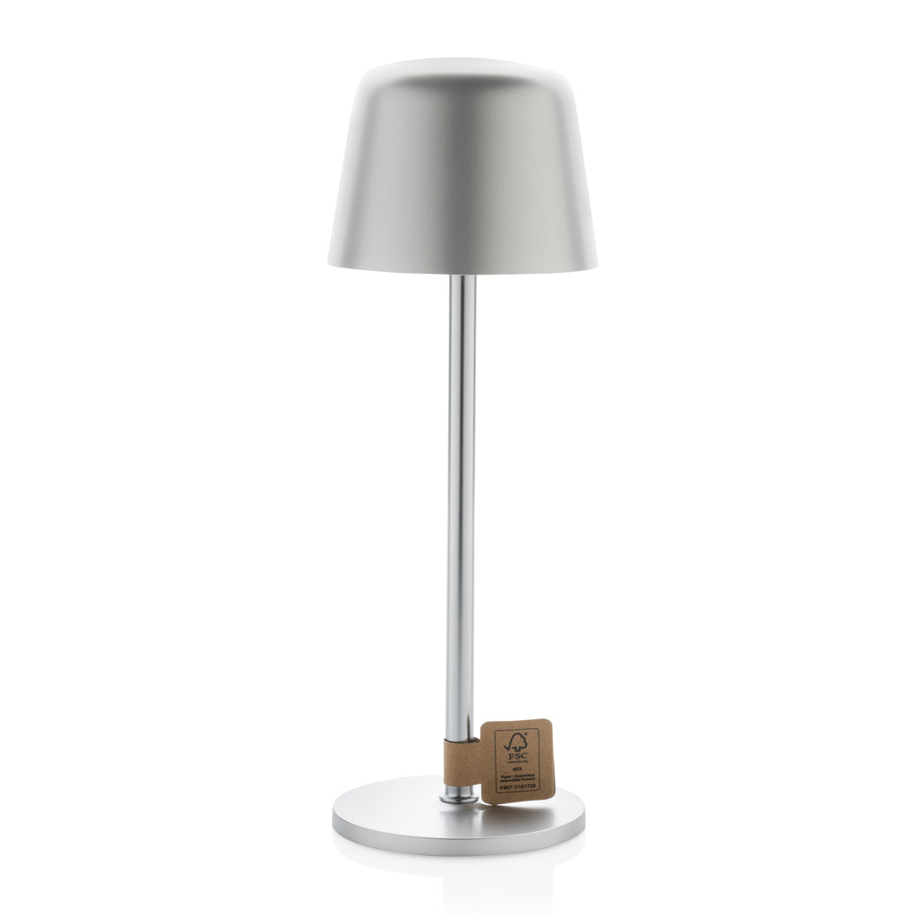 Zenic USB Tischleuchte aus RCS recyceltem Kunststoff – silber