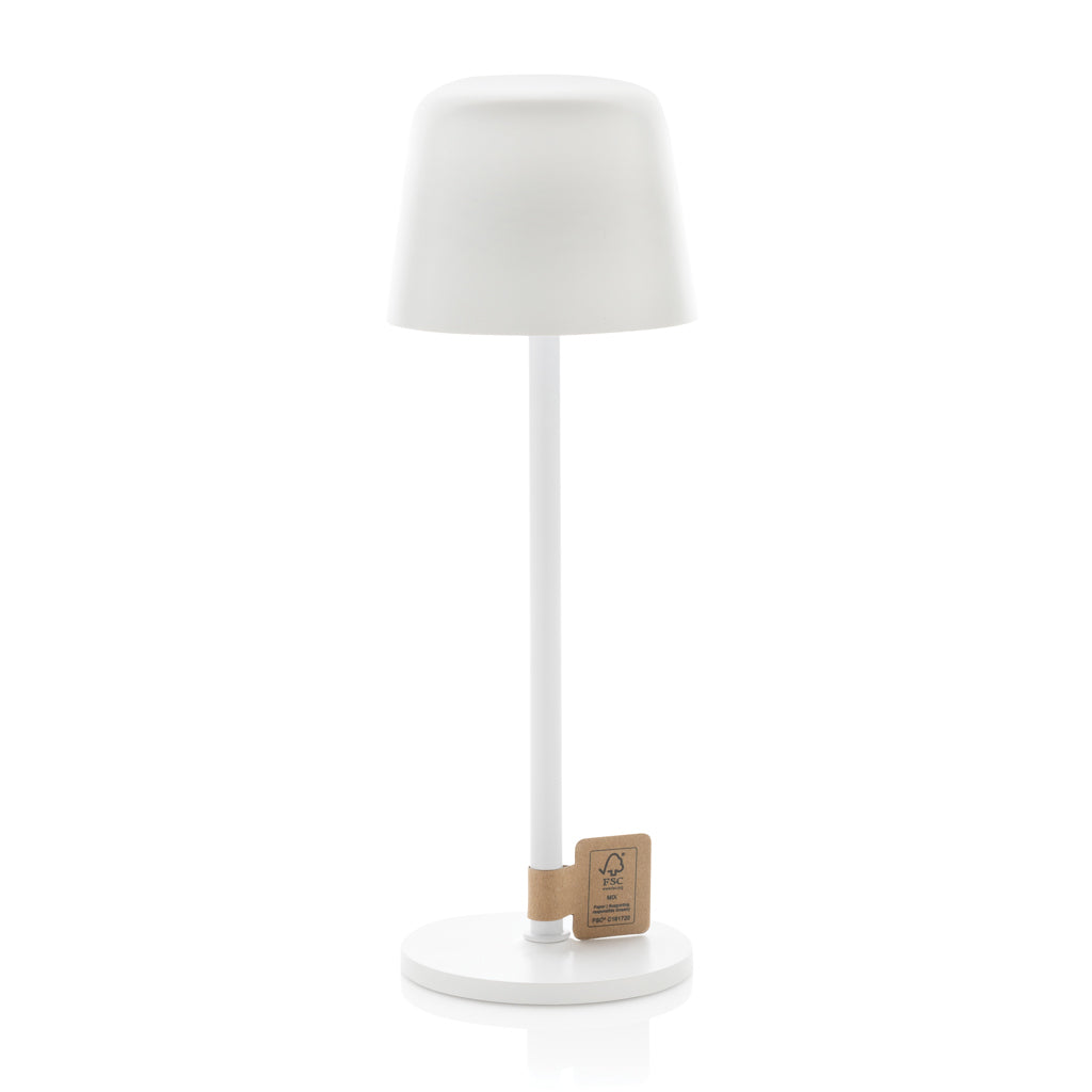 Zenic USB Tischleuchte aus RCS recyceltem Kunststoff – weiß