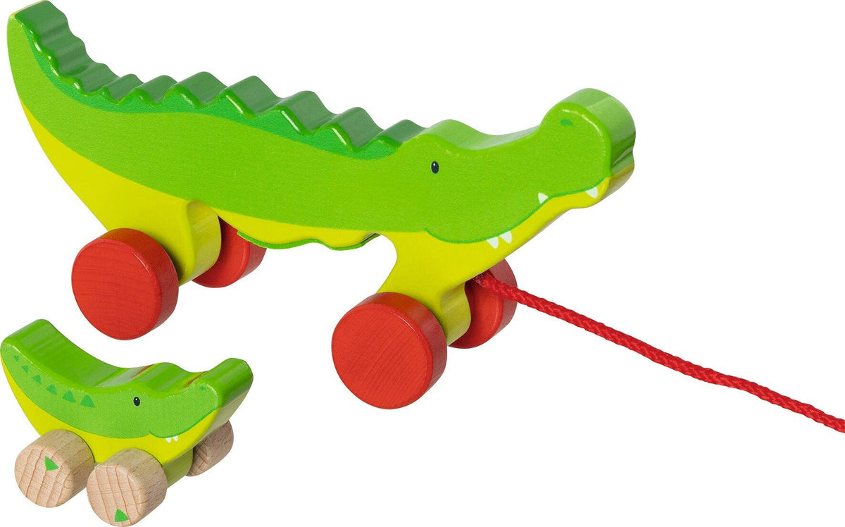 Ziehtier Krokodile Cosmo und Croki aus Holz – Detailansicht
