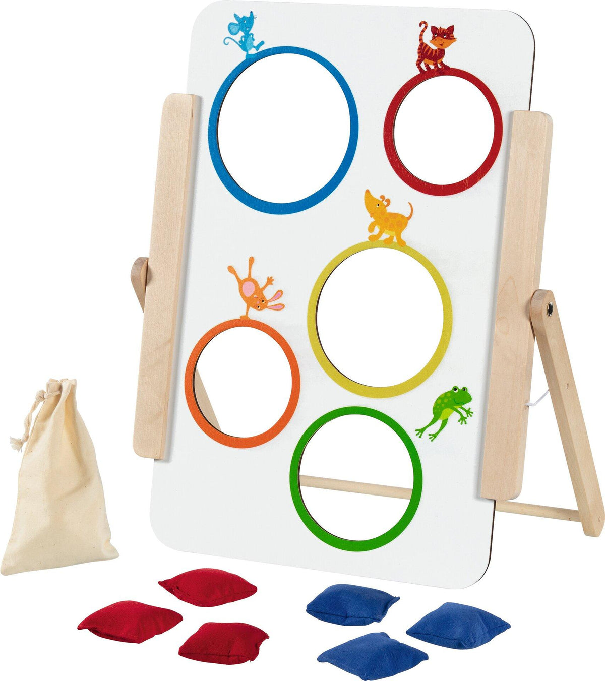 Zielwurfspiel aus Holz mit sechs Wurfsäckchen von goki – Ansicht