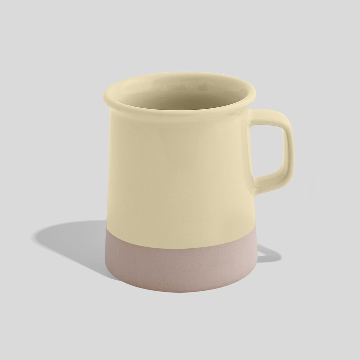 Zylindrische Keramiktasse 380 ml mit unglasiertem Sockel – Beige