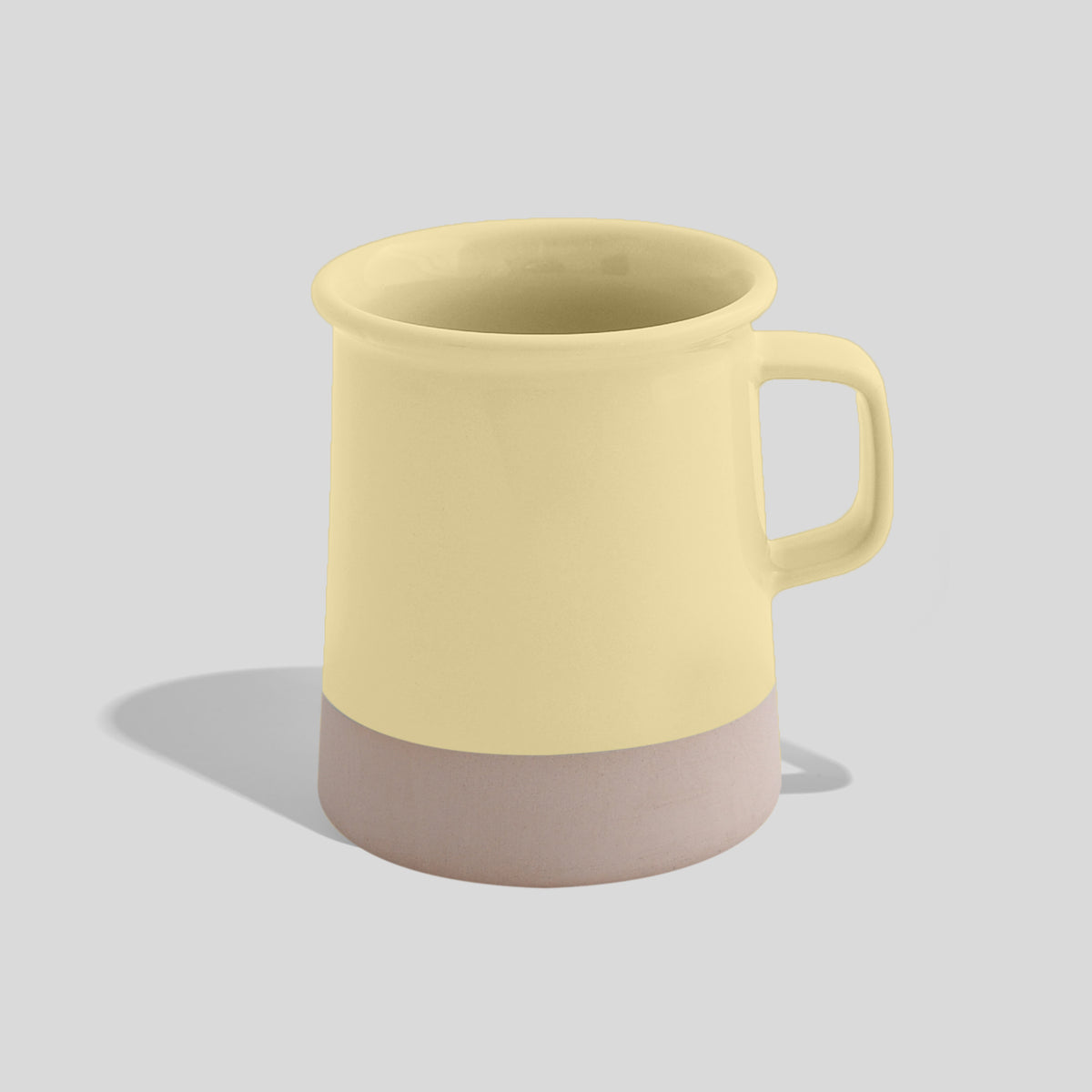 Zylindrische Keramiktasse 380 ml mit unglasiertem Sockel – Ecru