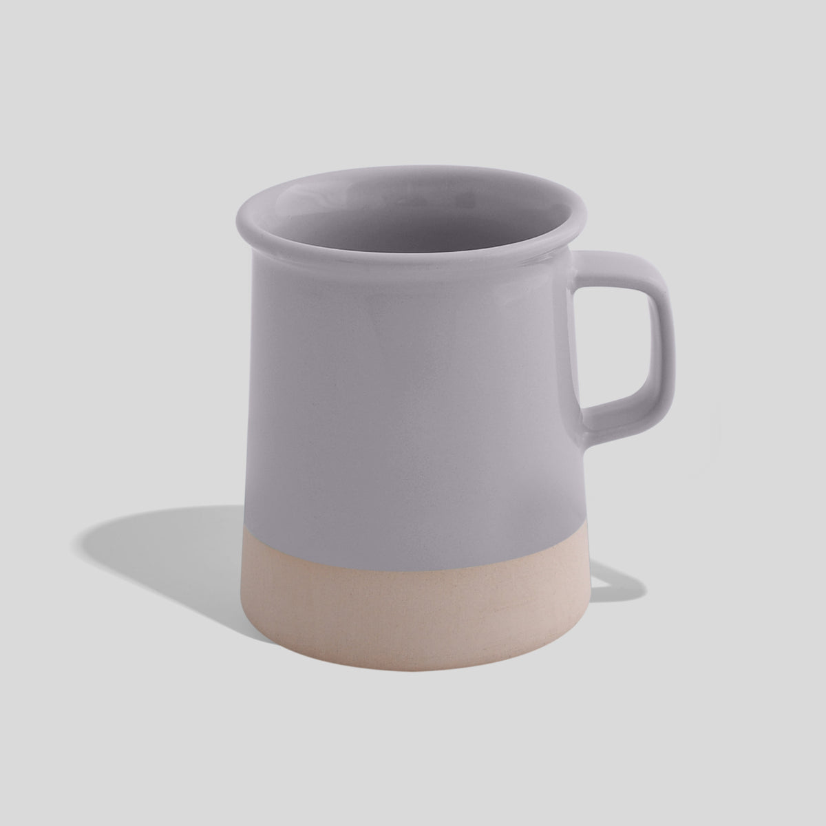 Zylindrische Keramiktasse 380 ml mit unglasiertem Sockel – Hellgrau