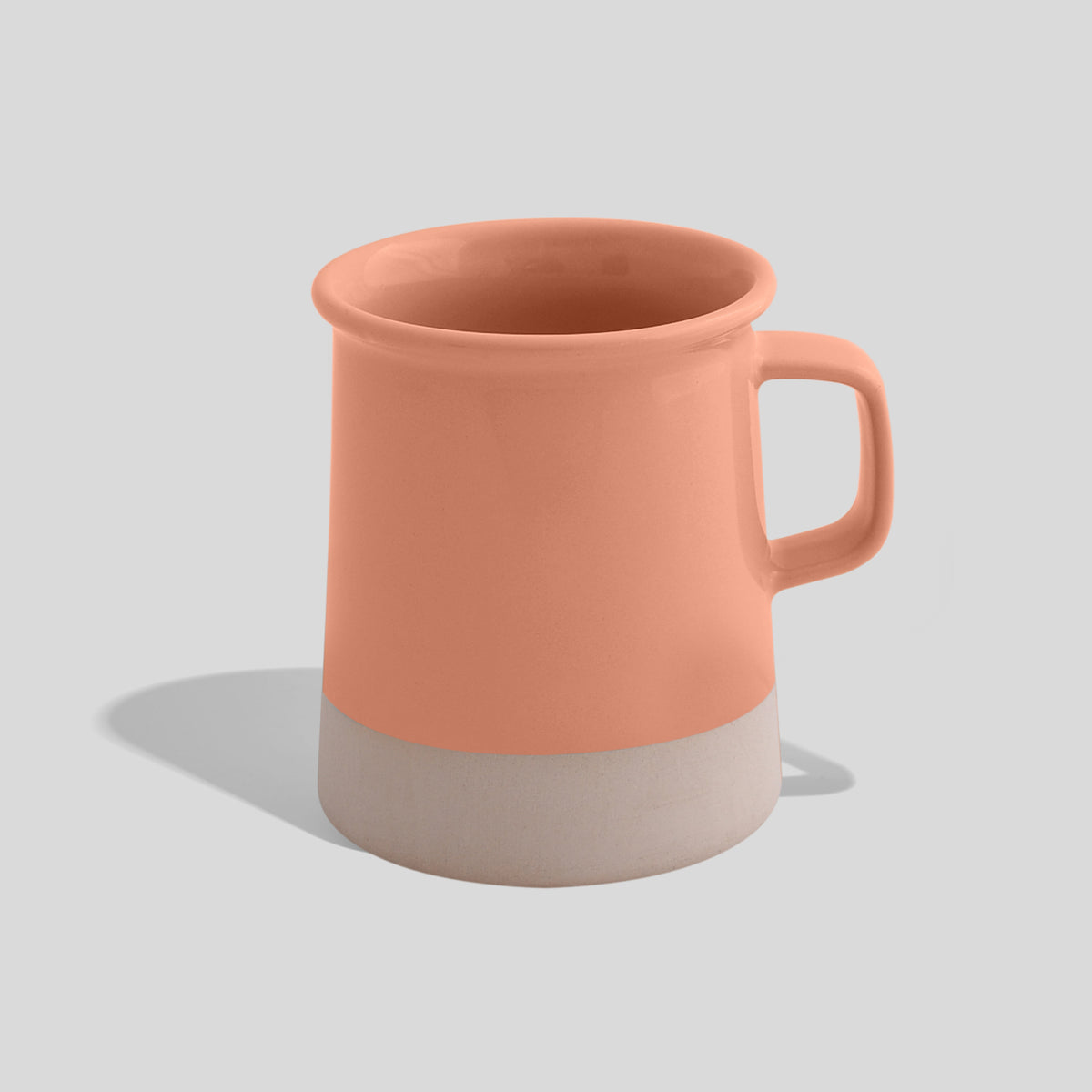 Zylindrische Keramiktasse 380 ml mit unglasiertem Sockel – Lachs