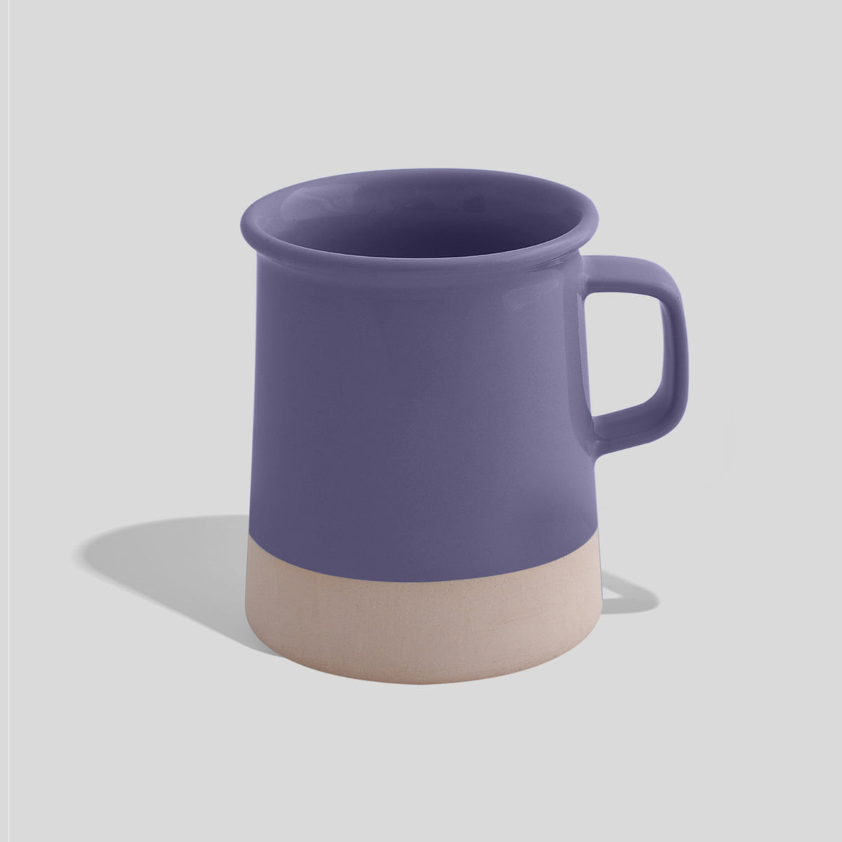 Zylindrische Keramiktasse 380 ml mit unglasiertem Sockel – Lavendel