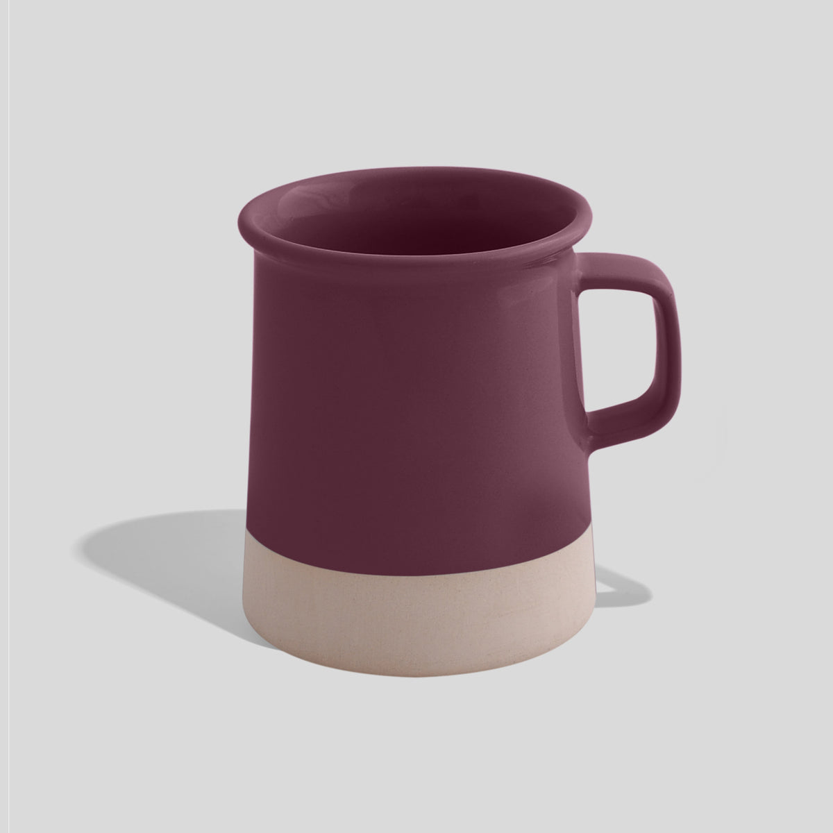 Zylindrische Keramiktasse 380 ml mit unglasiertem Sockel – Mauve
