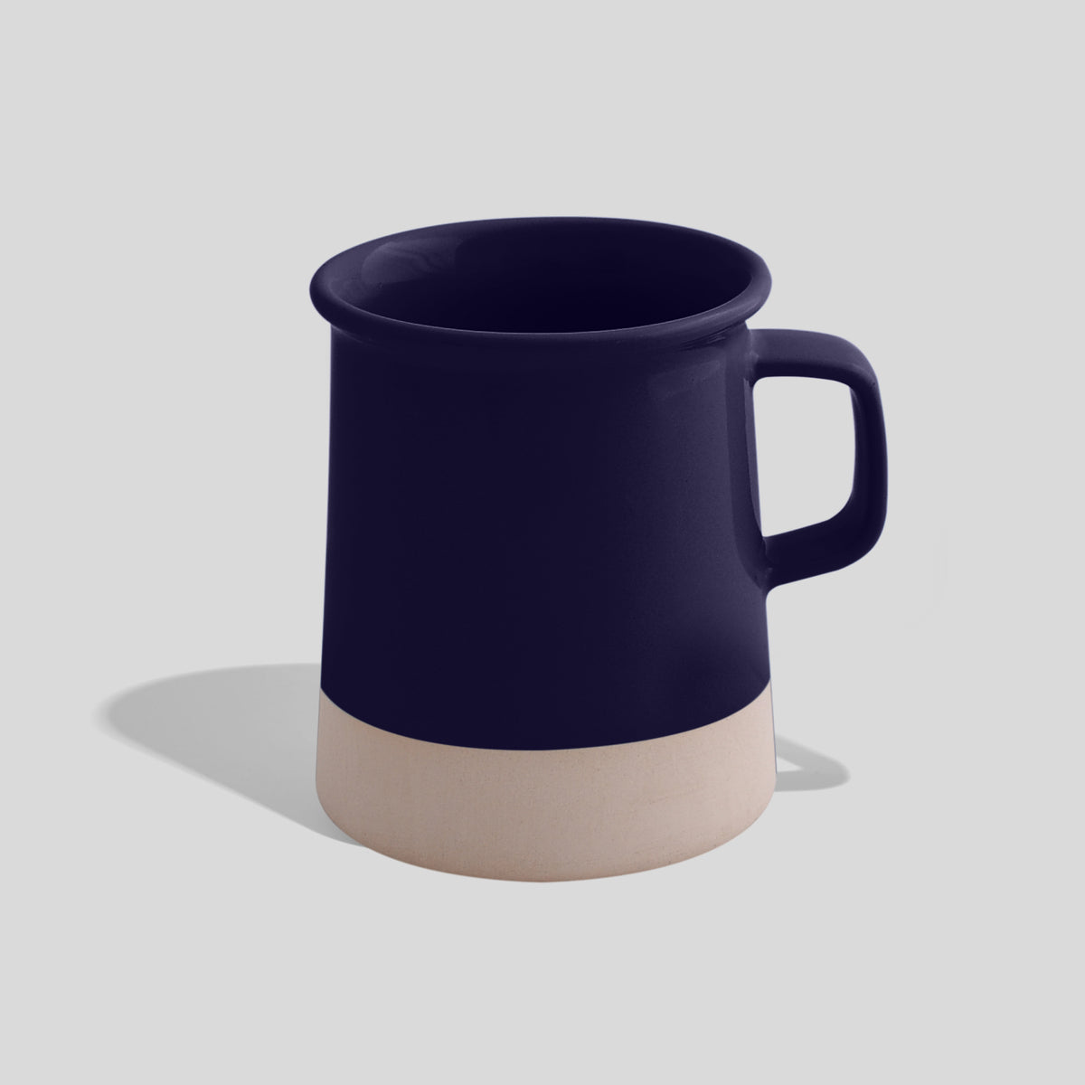 Zylindrische Keramiktasse 380 ml mit unglasiertem Sockel – Nachtblau