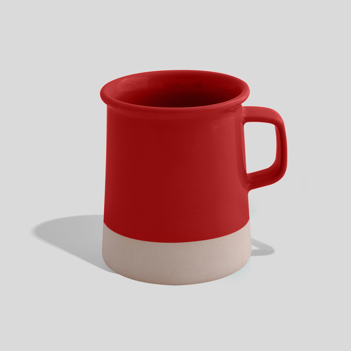 Zylindrische Keramiktasse 380 ml mit unglasiertem Sockel – Rot