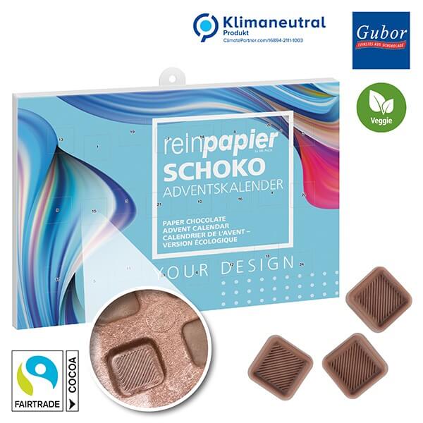 reinpapier Schokoladen-Adventskalender mit Fairtrade Schokolade im Querformat